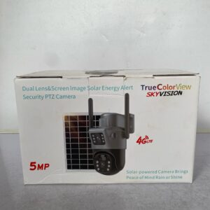 Skyvision 5MP 4G Dual Lens Solar PTZ Big Outdoor Camera With Auto Tracking (V380 App) (Black)