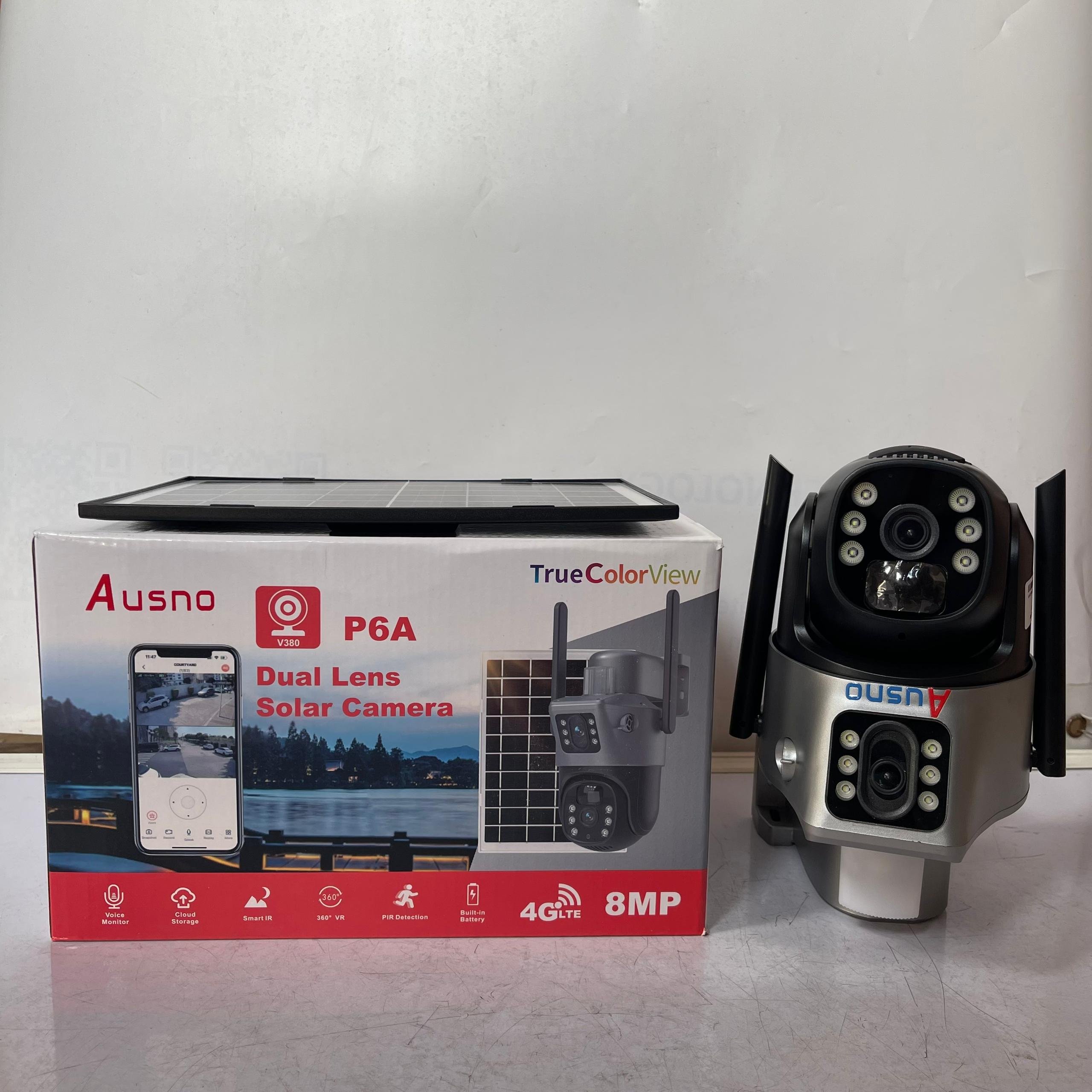 Ausno 8MP 4G Dual Lens Solar PTZ Big Outdoor Camera With Auto Tracking (V380 App)
