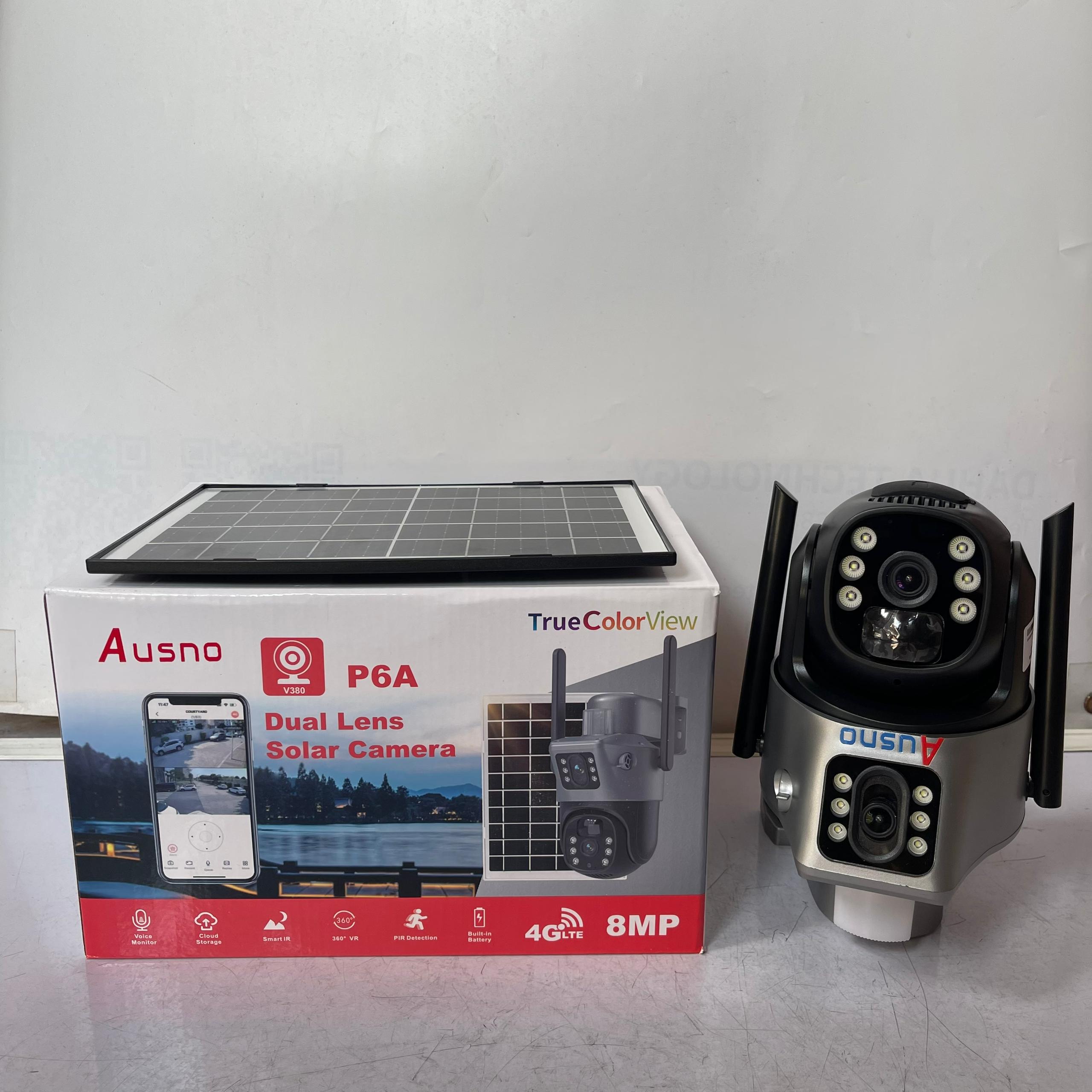 Ausno 8MP 4G Dual Lens Solar PTZ Big Outdoor Camera With Auto Tracking (V380 App)..
