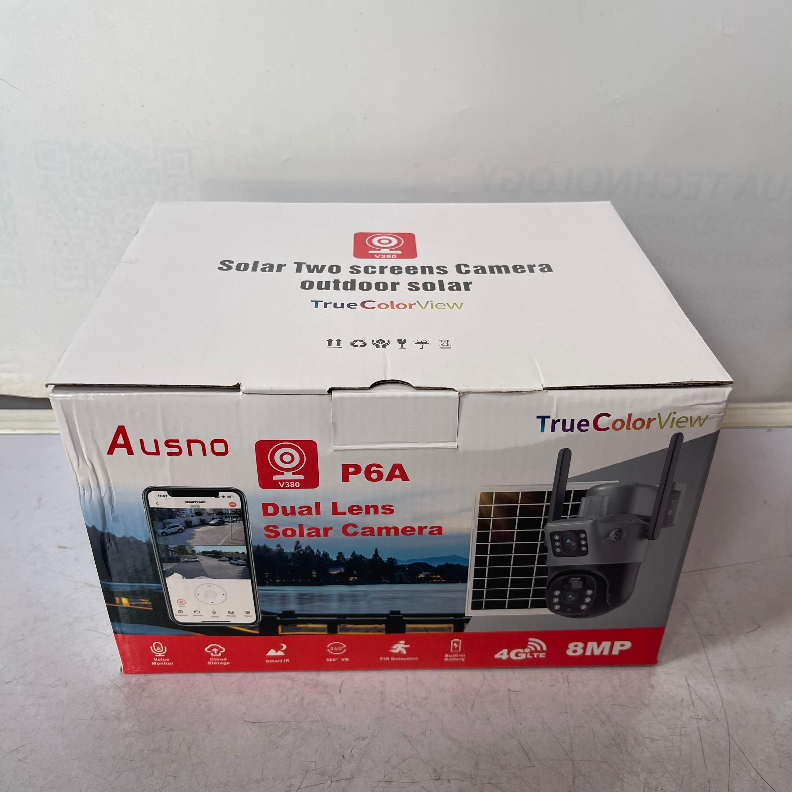 Ausno 8MP 4G Dual Lens Solar PTZ Big Outdoor Camera With Auto Tracking (V380 App).