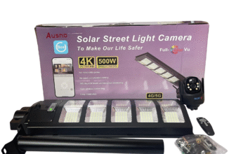 Ausno 500watts Solar Street Light With Single Lens 4K 4G Solar Camera (UBOX APP) Available Anywhere In Nigeria