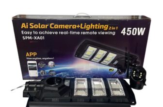 Skyvision 450watts Solar Street Light With Single Lens 4K 4G Solar Camera (V380 APP) Available Anywhere In Nigeria