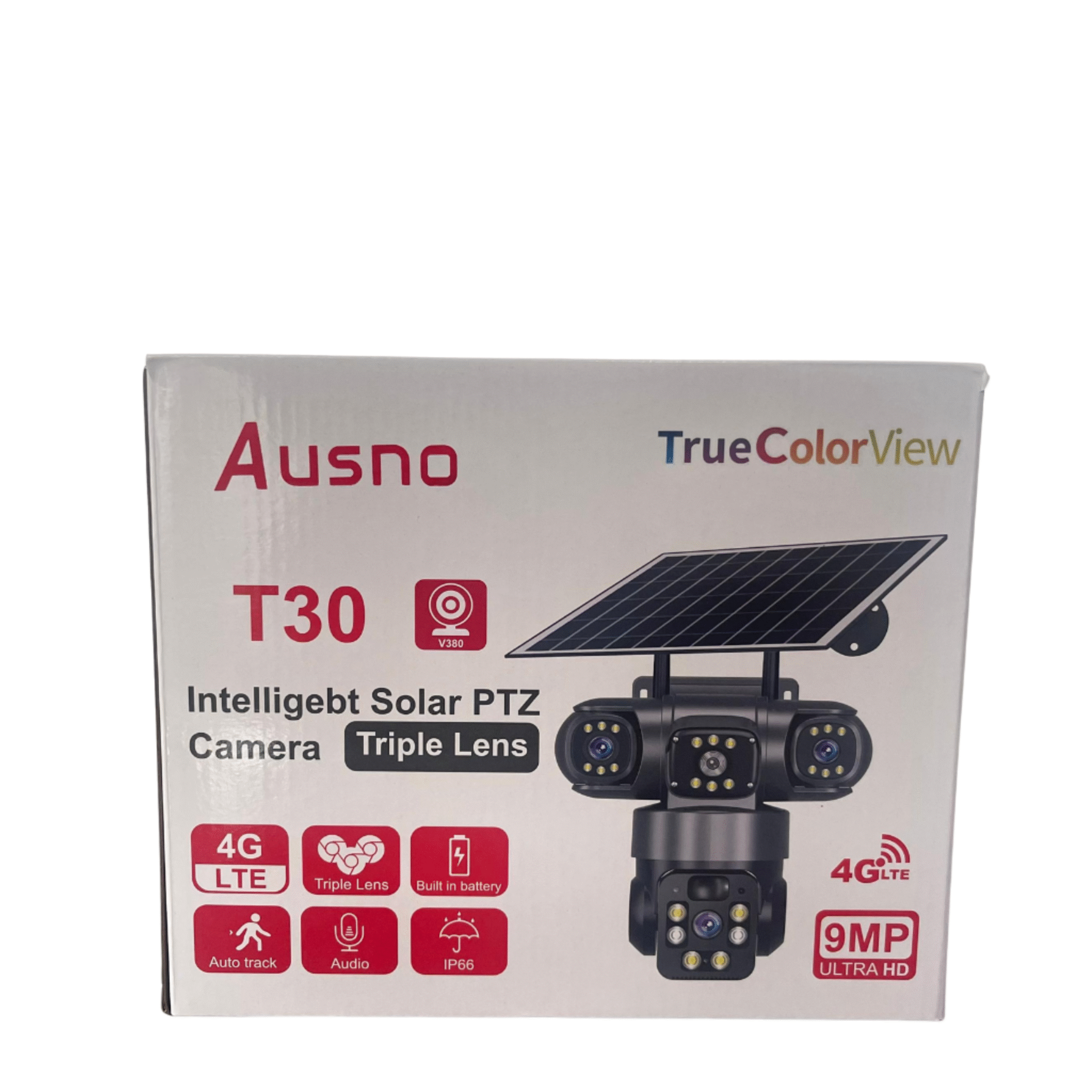 Ausno 9MP 4G T30 True Triple Lens Solar PTZ Big Outdoor Camera With ...