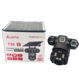 Ausno 9MP 4G True Triple Lens Solar PTZ Big Outdoor Camera With Auto Tracking (V380 APP)