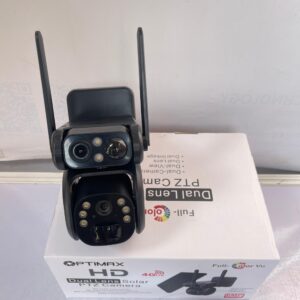 Optimax 6MP 4G Dual Lens Solar PTZ Mini Outdoor Camera With Auto Tracking (UBox App) (Black)