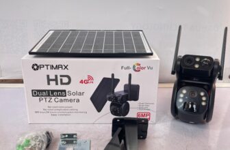 Optimax 6MP 4G Dual Lens Solar PTZ Mini Outdoor Camera With Auto Tracking (UBox App) (Black) Available Anywhere In Nigeria