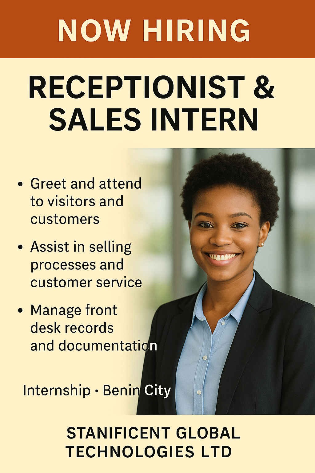 RECEPTIONIST AND SALES INTERN