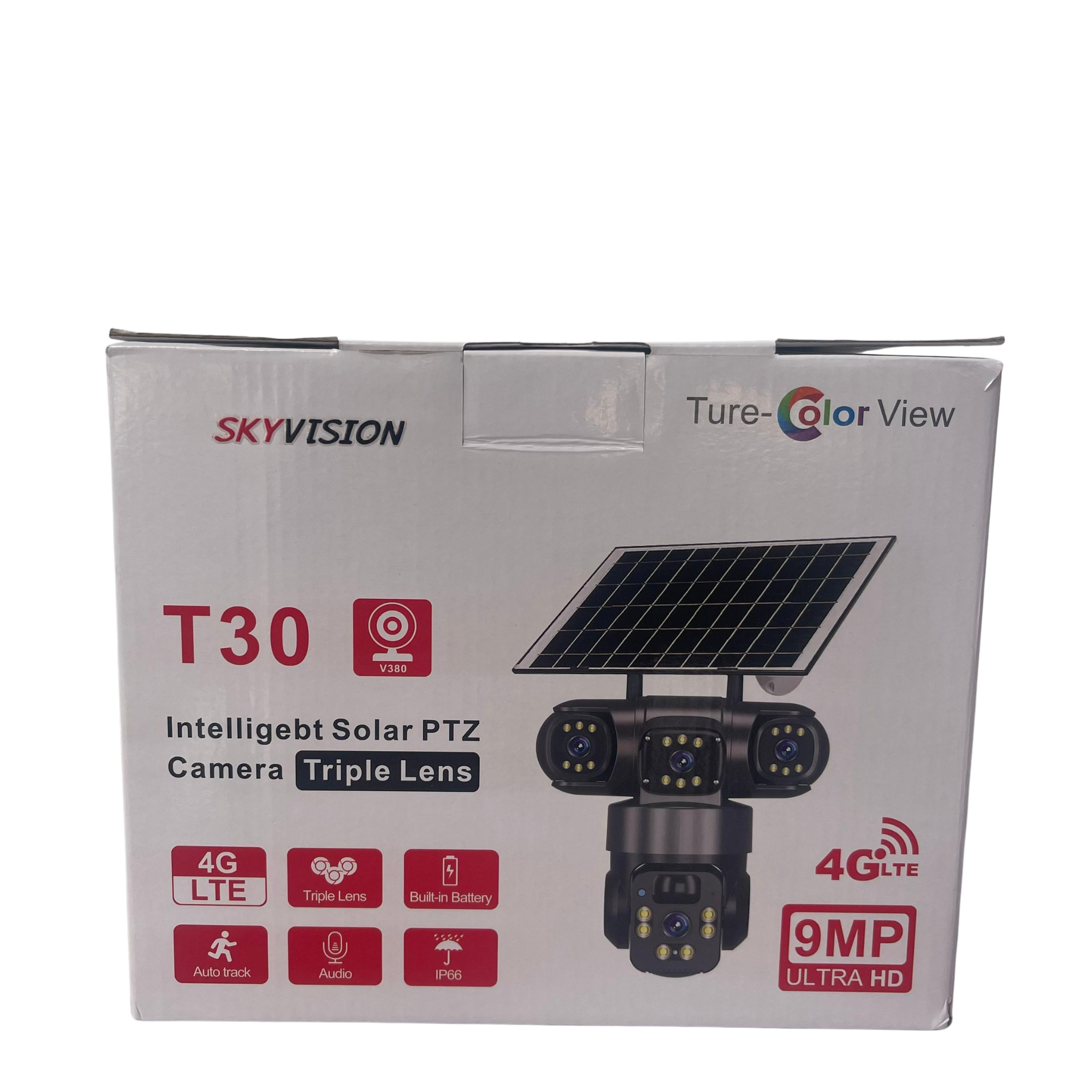 Skyvision 9MP 4G True Triple Lens Solar PTZ Big Outdoor Camera With Auto Tracking (V380 APP).