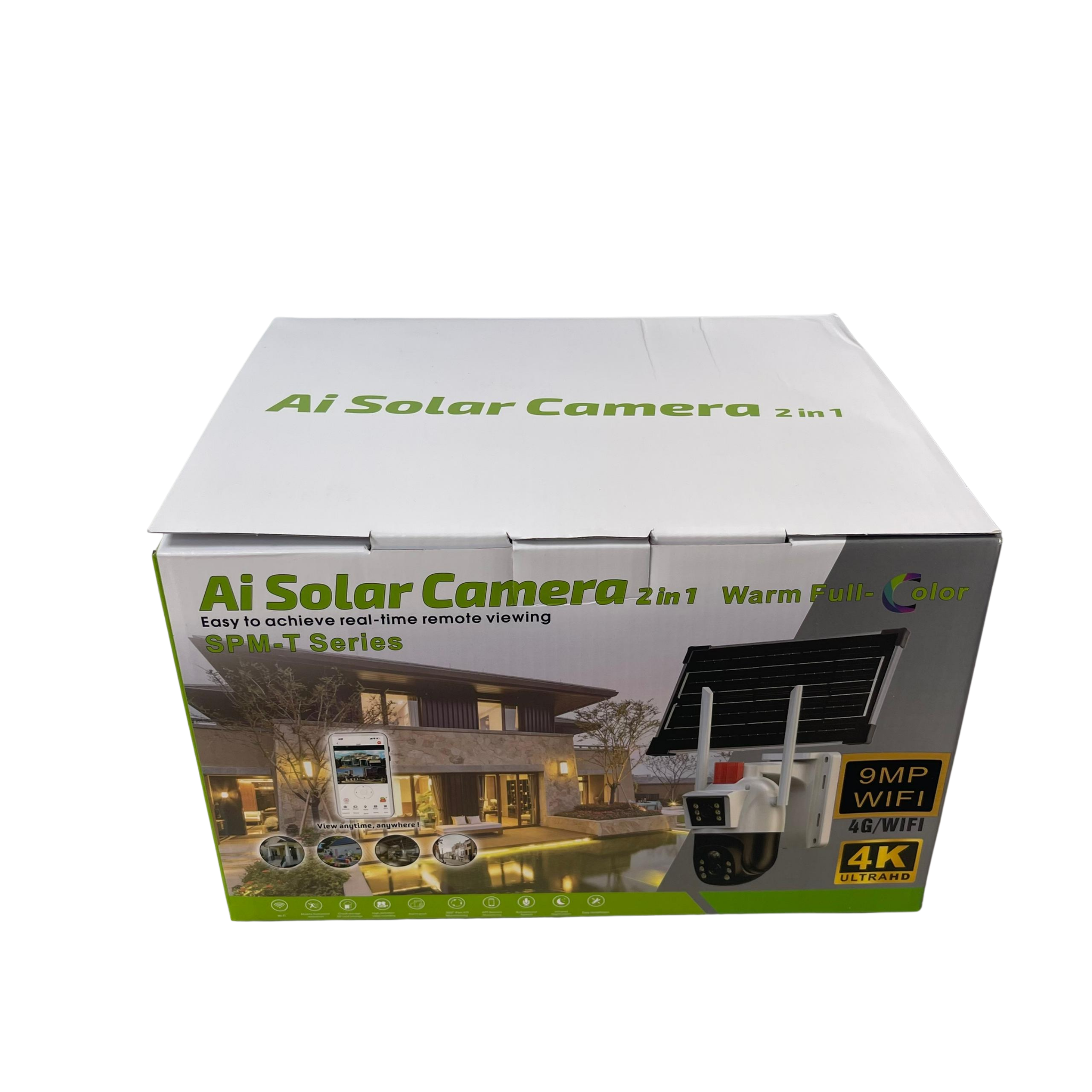 Optimax 9MP WiFi Dual Lens Ai Solar PTZ Big Outdoor Camera With Auto Tracking (V380 APP).