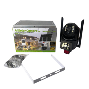 Optimax 9MP WiFi Dual Lens Ai Solar PTZ Big Outdoor Camera With Auto Tracking (V380 APP)