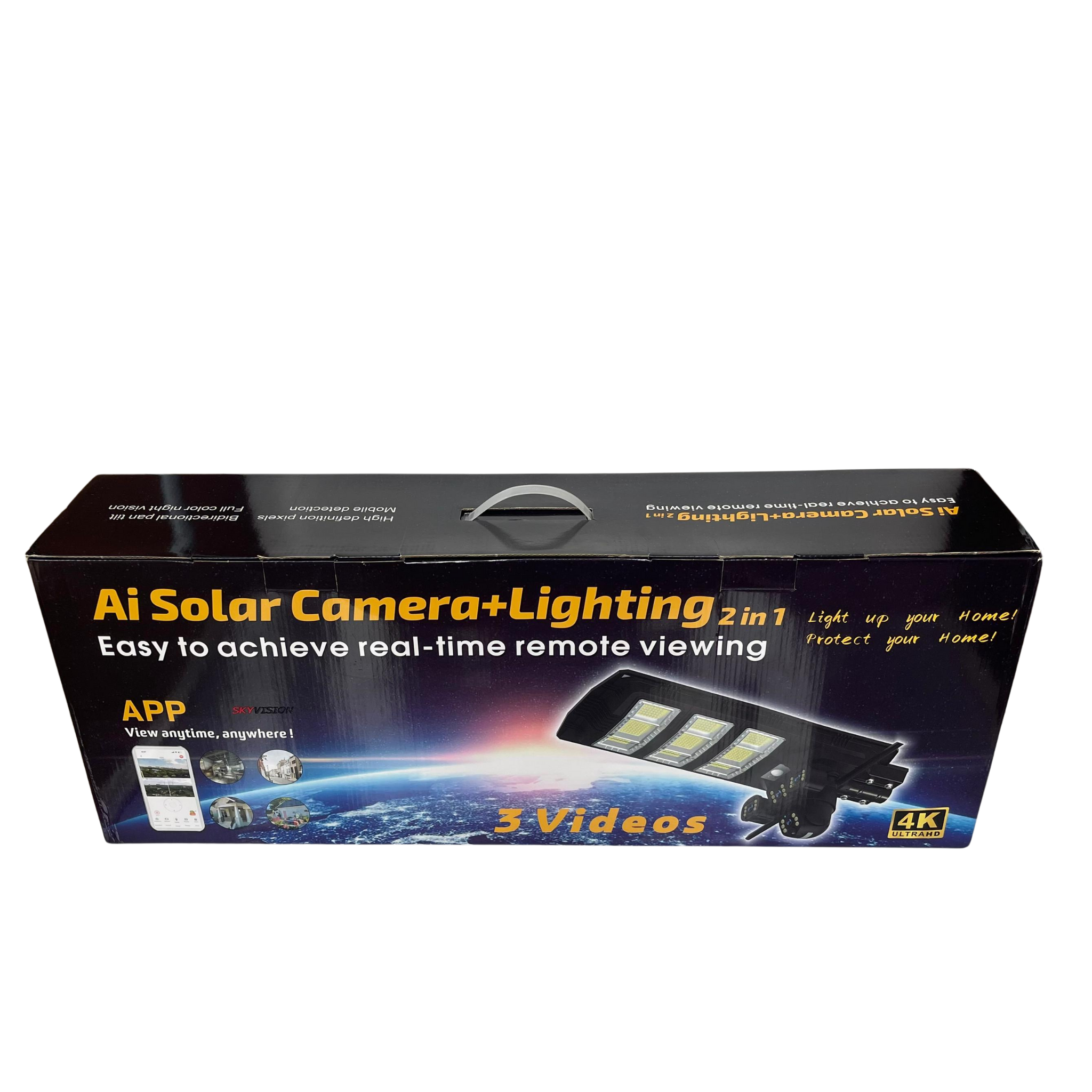 Skyvision 450watts Solar Street Light With Dual Lens - Triple Screen 4K 4G Solar Camera (V380 App)...