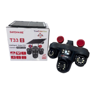 Safehome 9MP 4G T33 Triple Lens Solar 3-PTZ Auto Rotate Big Outdoor Camera (V380 APP)