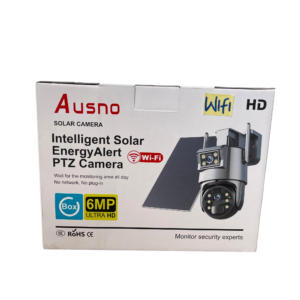 Ausno 6MP HD WiFi Dual Lens Solar PTZ Outdoor Camera With Auto Tracking (UBox APP) (Black)