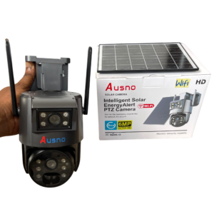 Ausno 6MP HD WiFi Dual Lens Solar PTZ Outdoor Camera With Auto Tracking (UBox APP) (Black)