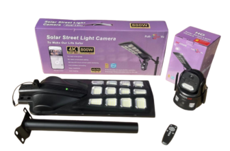 Skyvision 800watts Solar Street Light With Dual Lens 4K 8MP 4G Solar Camera (UBox App) Available Anywhere In Nigeria