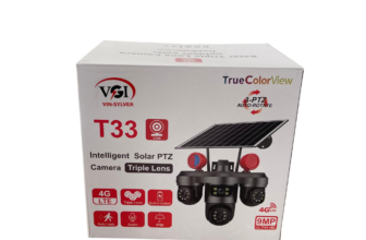 Vin-Sylver 9MP 4G T33 Triple Lens Solar 3-PTZ Auto Rotate Big Outdoor Camera (V380 APP) Available Anywhere In Nigeria