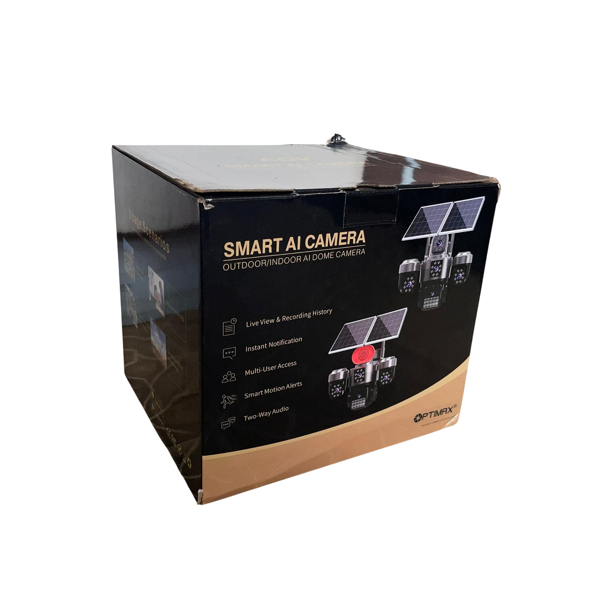 Optimax Smart AI Four Lens Double Panel Solar PTZ Camera (Hi-Easy App)...