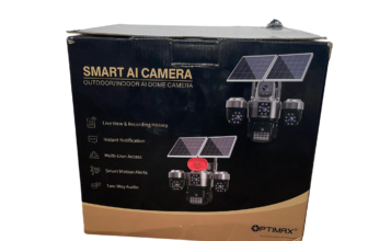 Purchase Optimax Smart AI Four Lens Double Panel Solar PTZ Camera (Hi-Easy App) (Promo Price) Available Anywhere In Nigeria