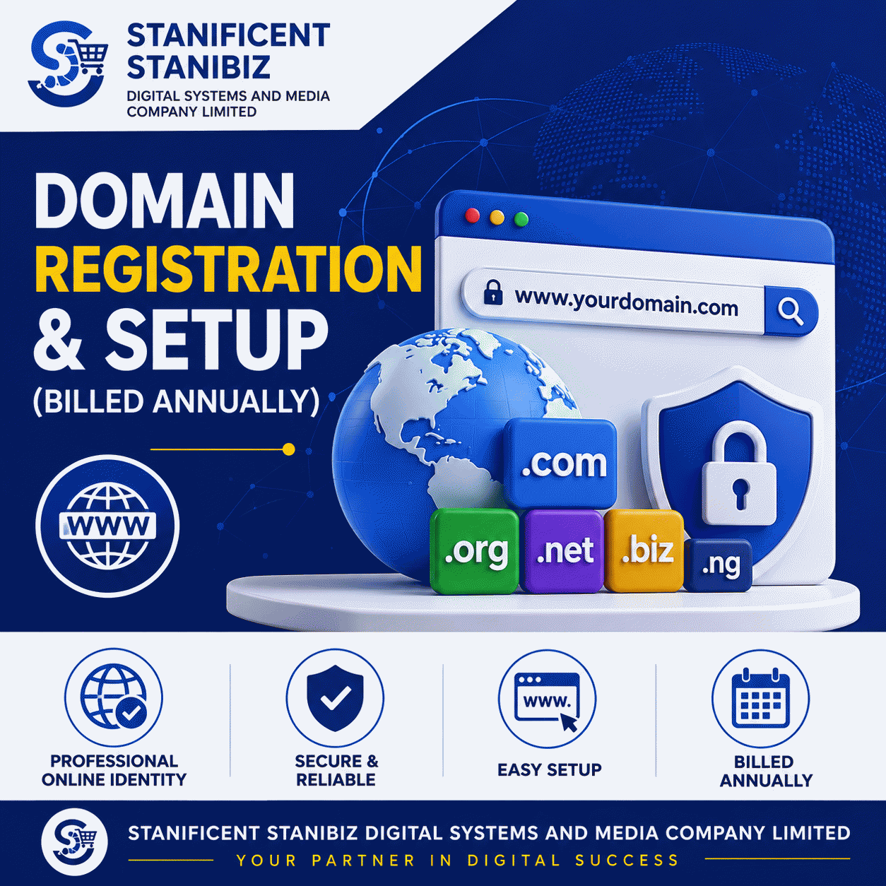 Domain Registration and Setup (Billed Annually)