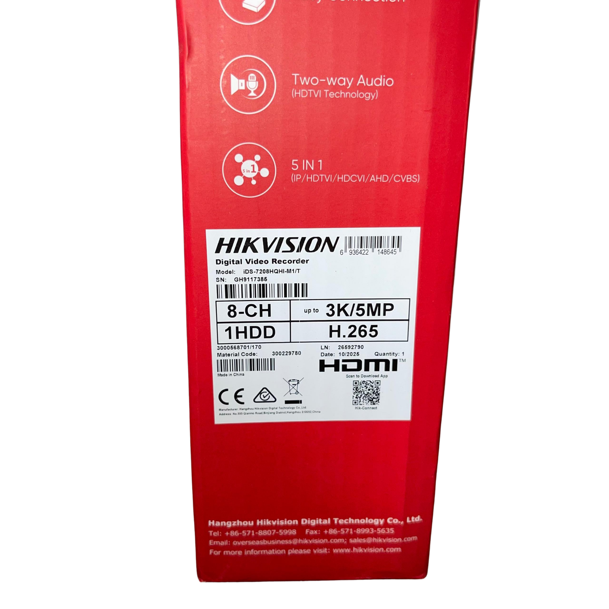 Hikvision 5MP 3K 8CH Turbo Two-Way Audio DVR.....
