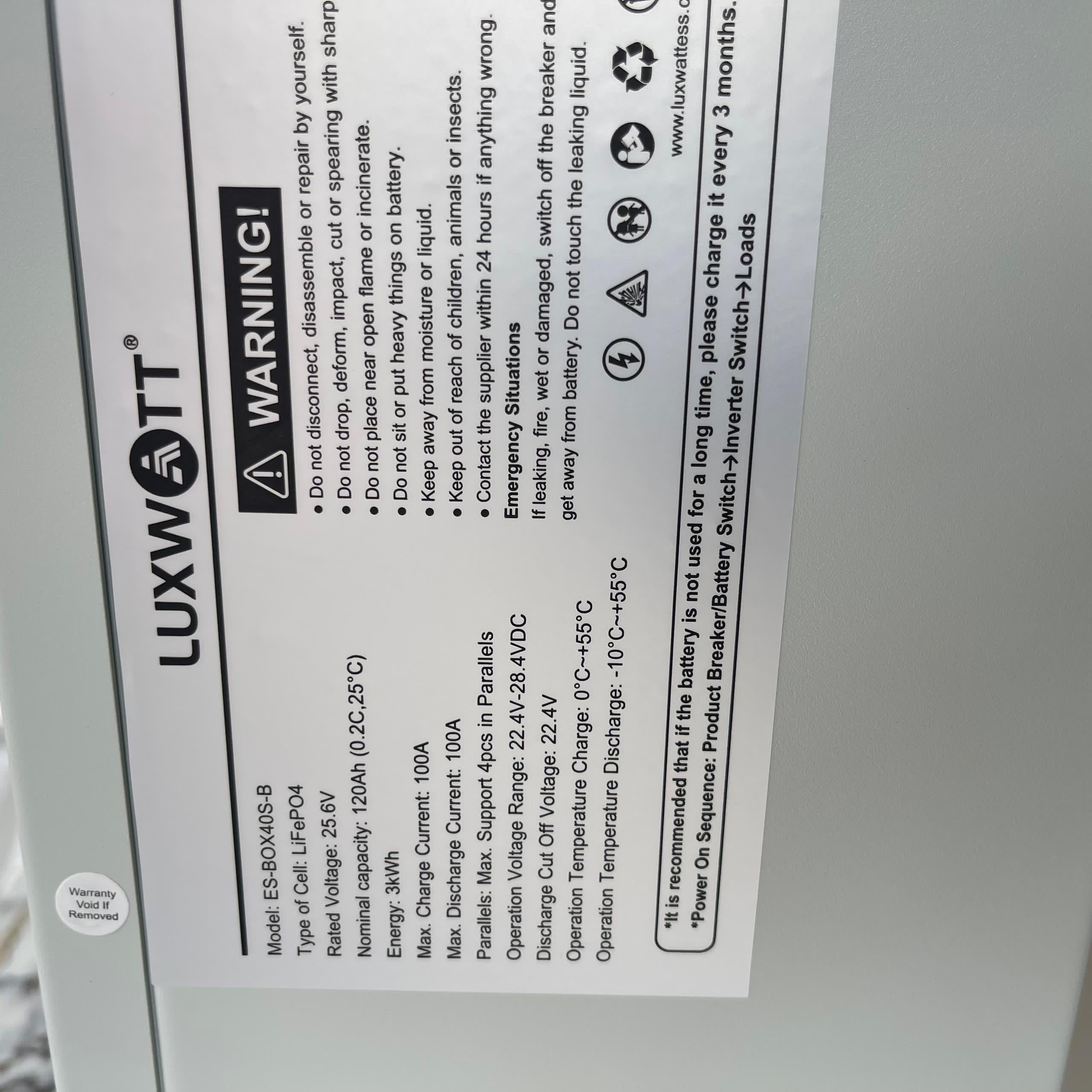 Luxwatt 3KWh24V Lithium Battery........