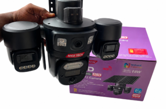 Nice Tech 12MP 4G AOV Triple Lens Double Panel Solar PTZ Auto Rotate Big Outdoor Camera (UBox Pro App) Available Anywhere In Nigeria
