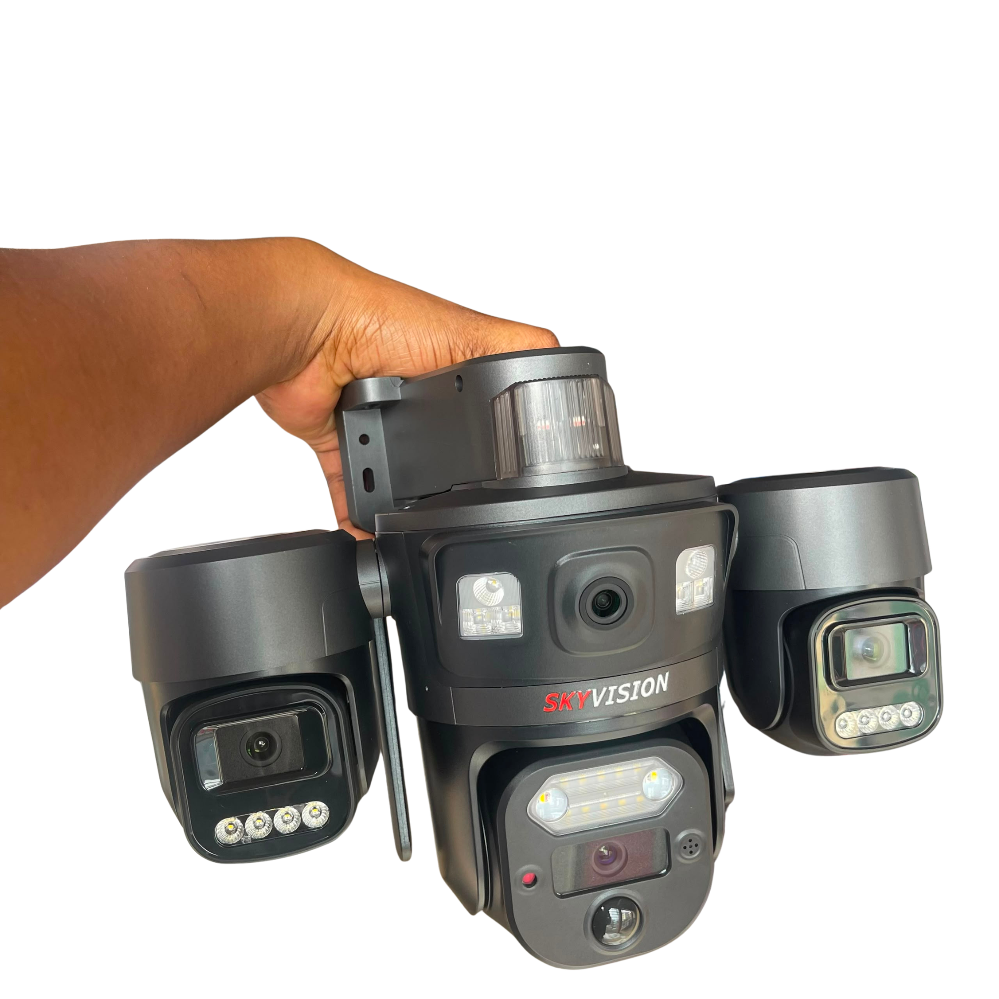 Skyvision 12MP 4G AOV Triple Lens Double Panel Solar PTZ Auto Rotate Big Outdoor Camera (UBox Pro App).