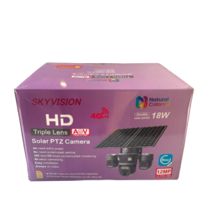 Skyvision 12MP 4G AOV Triple Lens Double Panel Solar PTZ Auto Rotate Big Outdoor Camera (UBox Pro App)