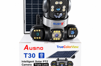 Ausno T30 12MP WiFi Triple Lens Solar 1-PTZ Outdoor Camera With Auto Tracking (V380 APP) Available Anywhere In Nigeria