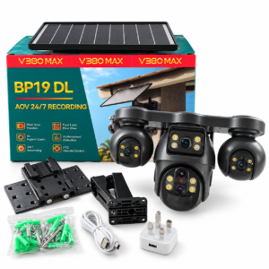 V380 Max BP19DL AOV 4G Four Lens Solar 3-PTZ Big Outdoor Camera With Auto Tracking (Black) (V380 App)